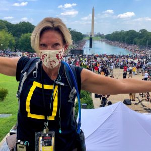 Mags Miller '90 at the Washington Monument