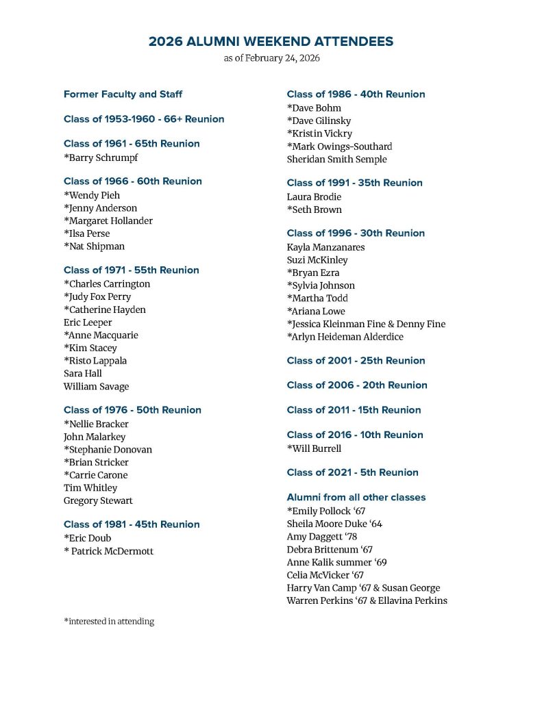 2026 Alumni Weekend Registration
