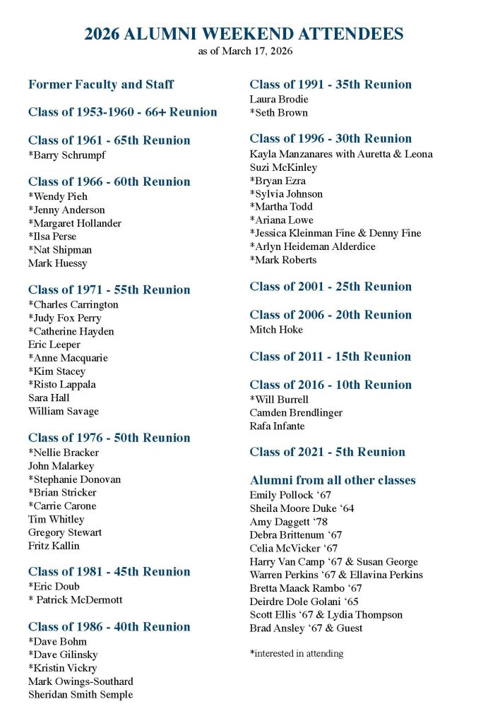 2026 Alumni Weekend Registration